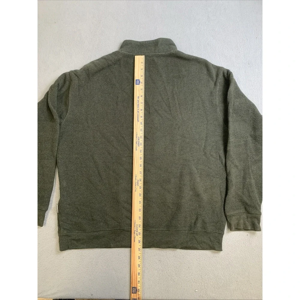 Woolrich‎ Sweater Men's L Green Pullover Winter Fall 1/4 Zip 100% Cotton